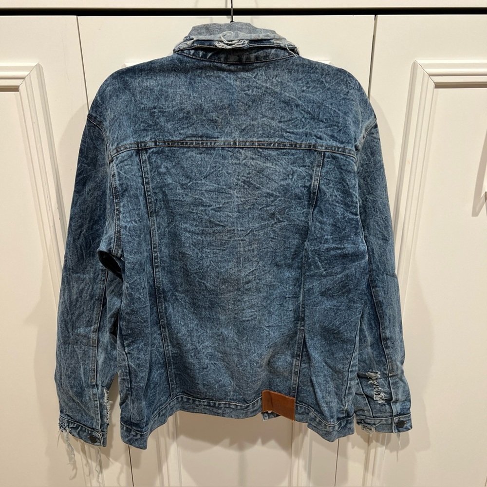 The People vs Men's XXL Fits US Large Denim Jean Jacket Distressed Destroyed - Picture 6 of 11